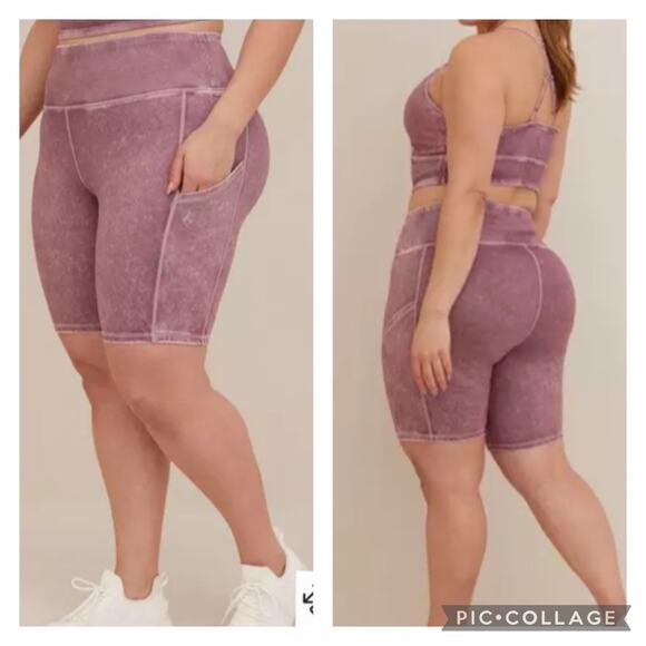 Torrid Active Bike Shorts Purple Side Pockets Plus Size 2X - Picture 1 of 5